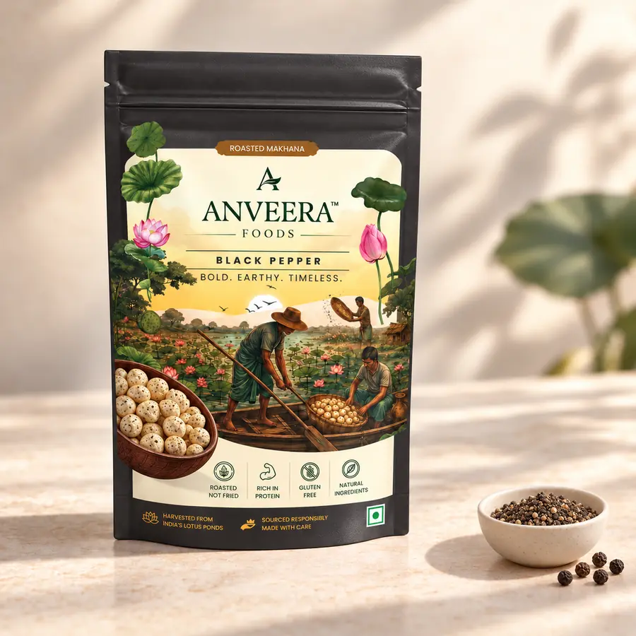 Home — Anveera Foods Anveera Black Pepper roasted makhana, 50 g pouch