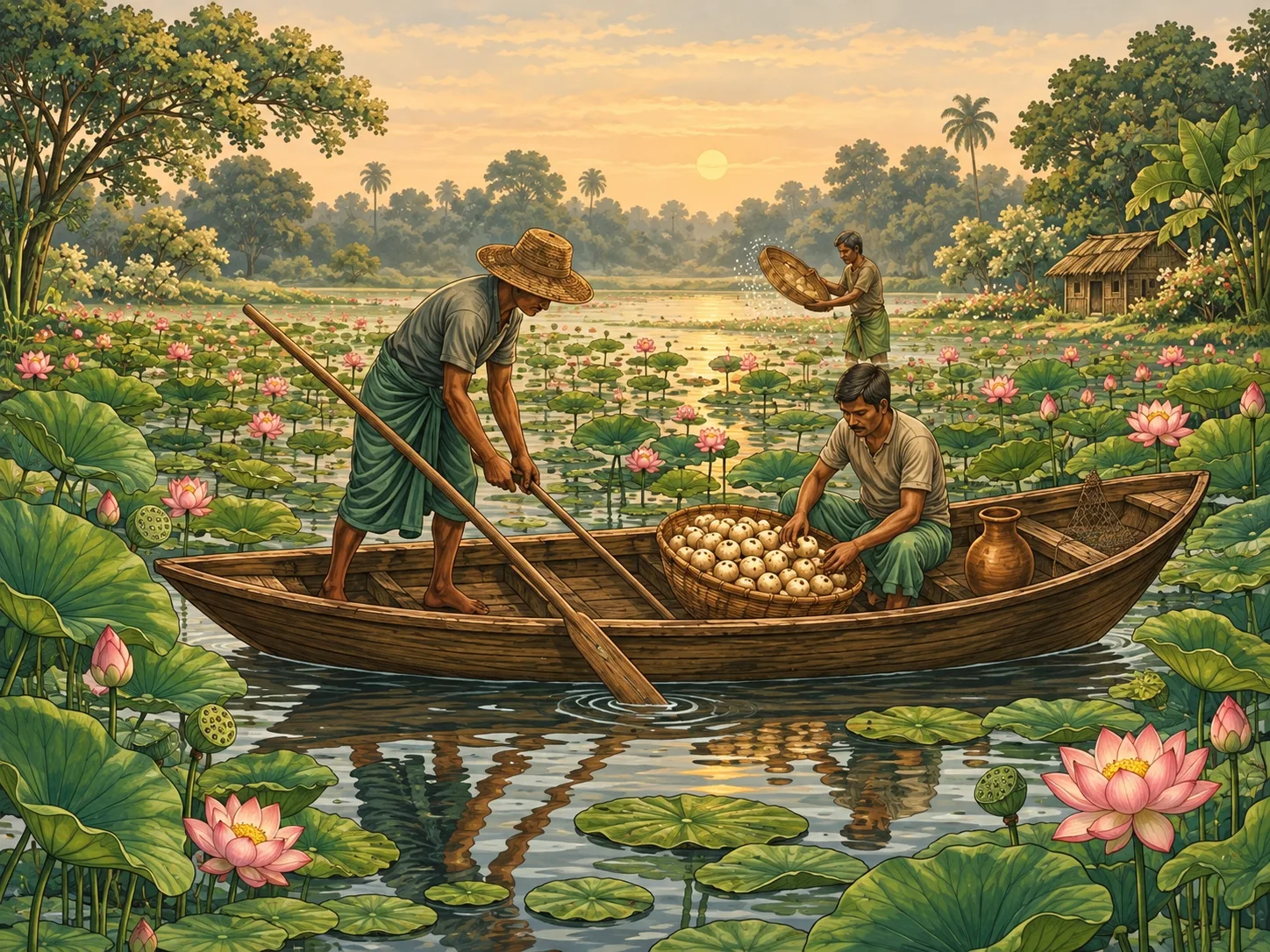 Home — Anveera Foods Anveera-inspired illustration of a boat and farmers on a peaceful pond