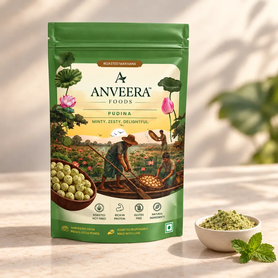 Home — Anveera Foods Anveera Pudina roasted makhana, 50 g pouch